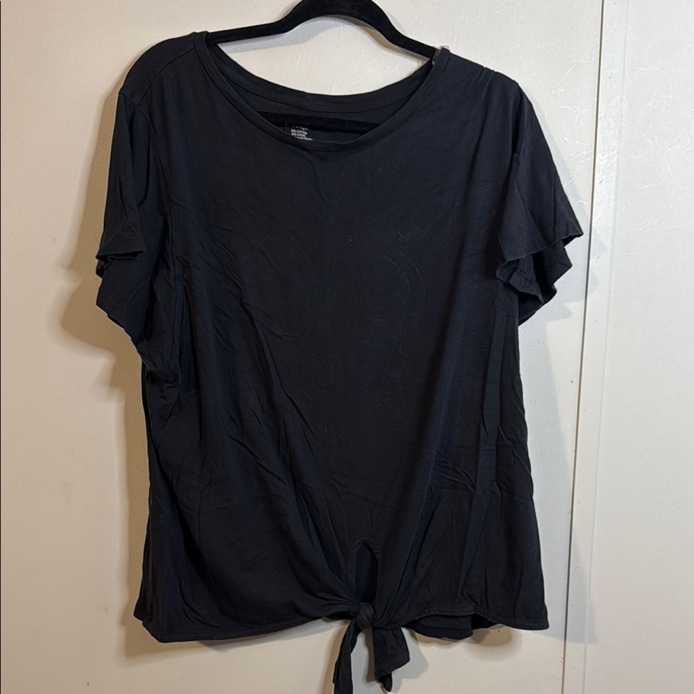 Westbound Black Tie Front Short Sleeve T-Shirt